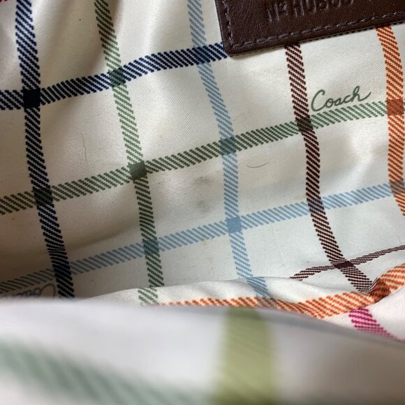 COACH CC Logo Jacquard Leather Trim Ergo Kisslock Shoulder Bag 12232 NO TAG - Picture 11 of 14